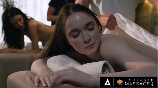 Lesbian Couple’s Massage Turns Into Threesome