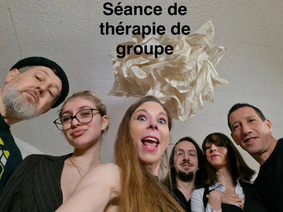 Three women plus three men fucking during a group therapy session with the psy